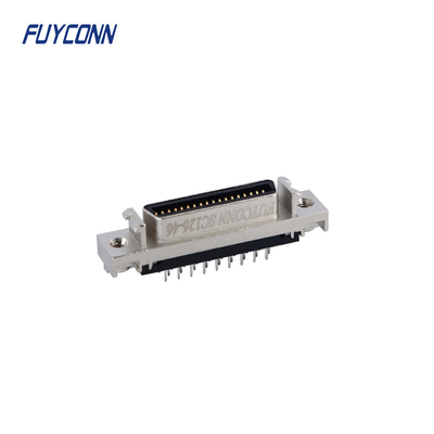 Μίνι D Ribbon MDR PCB ευθεία θηλυκό SCSI σύνδεσμος 36pin με κελύφη κράματος ψευδαργύρου