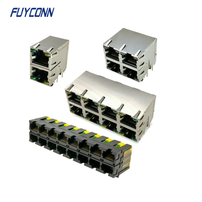 Θηλυκός συνδετήρας σωστής γωνίας RJ45 Jack, μορφωματικός συνδετήρας στρώματος RJ45 PCB διπλός