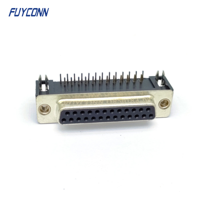 25pin θηλυκός συνδετήρας PCB σωστής γωνίας συνδετήρων DB δ-ΥΠΟ- (8.08mm)