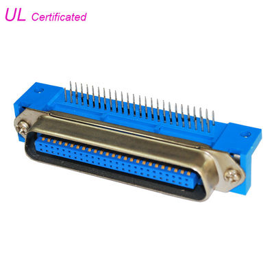 Μπλε 50 PCB Centronics καρφιτσών αρσενικά τοποθετούν το συνδετήρα 25 ζευγάρια σωστής γωνίας