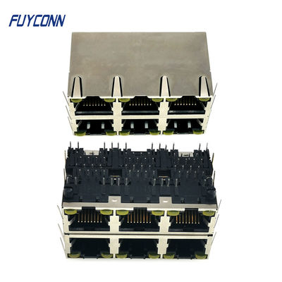 2x3 6 θηλυκά RJ45 PCB 48 συνδετήρων λιμένων μορφωματικός συνδετήρας του Jack καρφιτσών