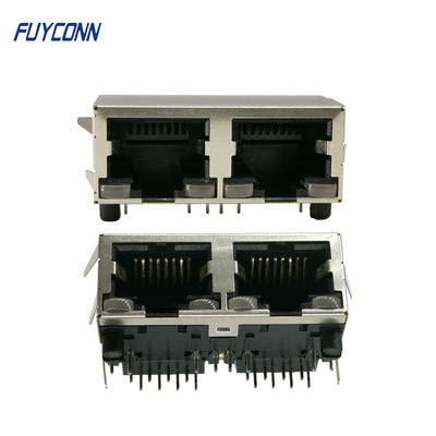 2 λιμένες 16 θηλυκός RJ45 PCB καρφιτσών συνδετήρας σωστής γωνίας με το μονωτή PBT